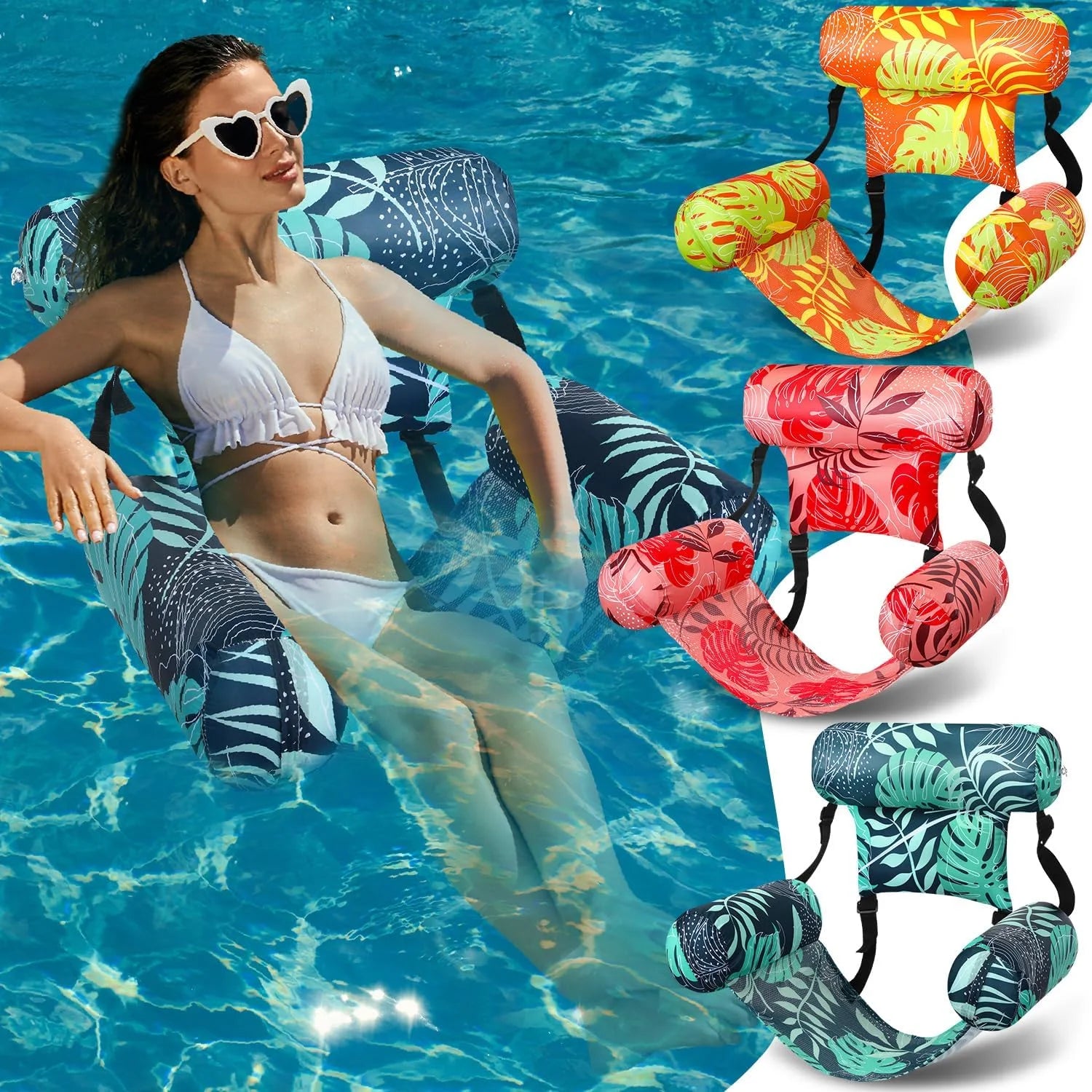 Special 3 Pack Inflatable Pool Floats Chairs Adult Floating Lounge Chair Adjustable Hammock Water Floating Chair - Image 2