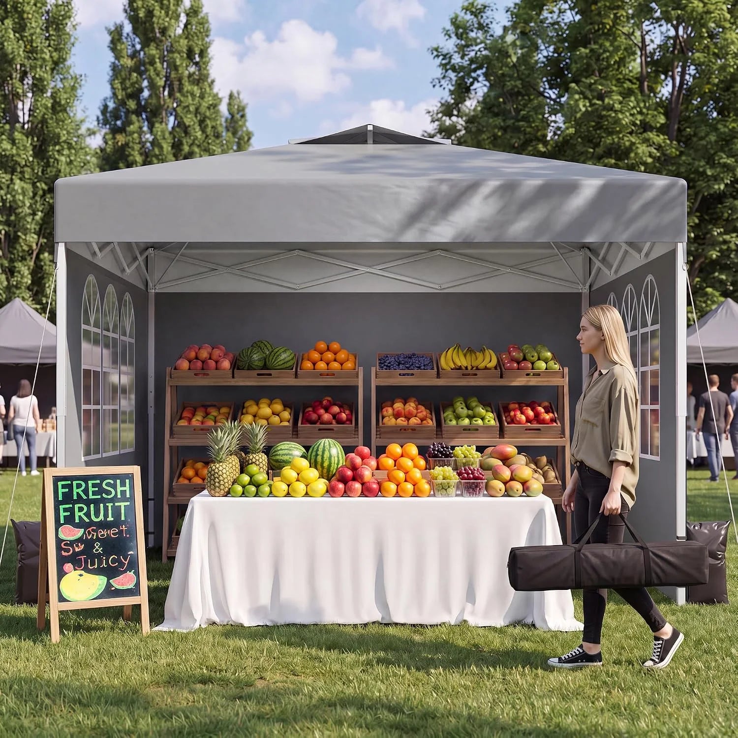 Special Ponevora 10×10 One Push Pop Up Canopy Tent with Vented Roof, White