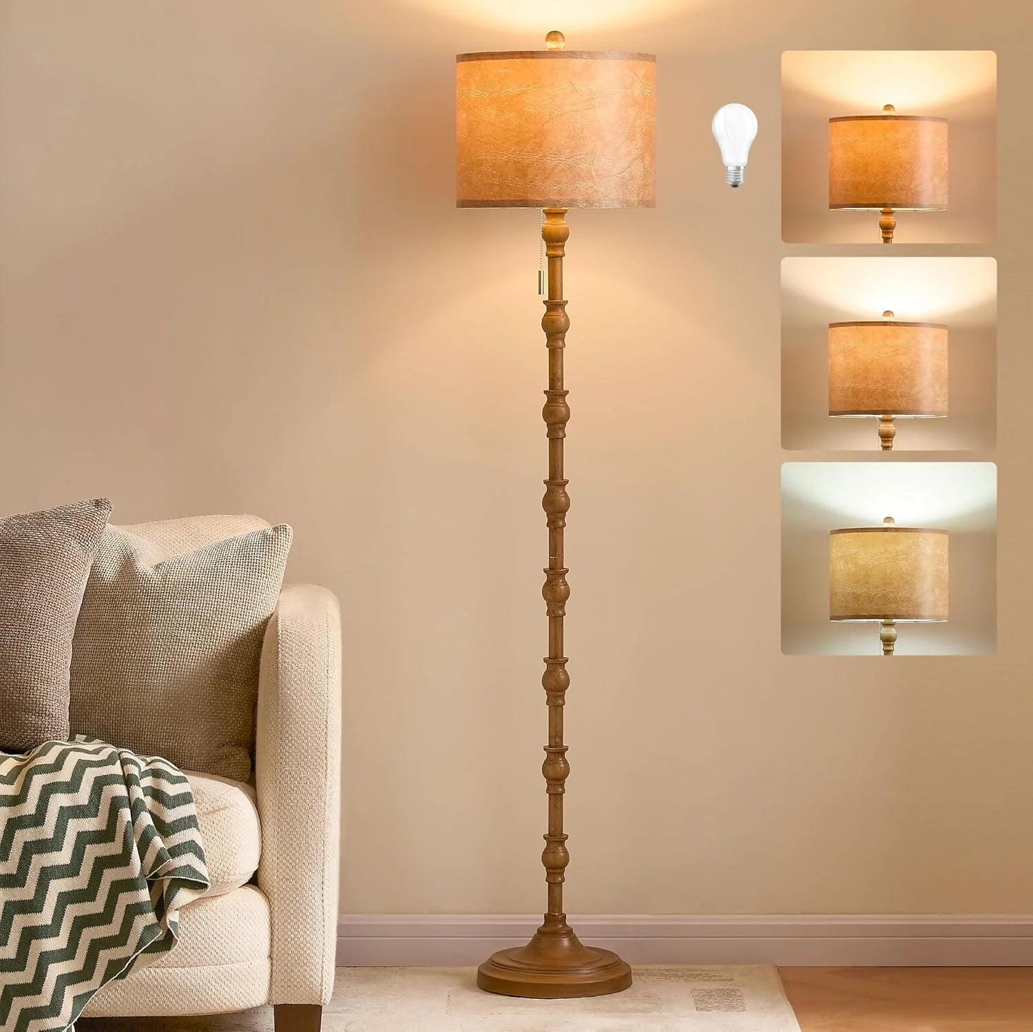 Special Leasgy 63.5” Floor Lamp, 3-Color Temperature, Pull Chain, Bulb Included - Image 4