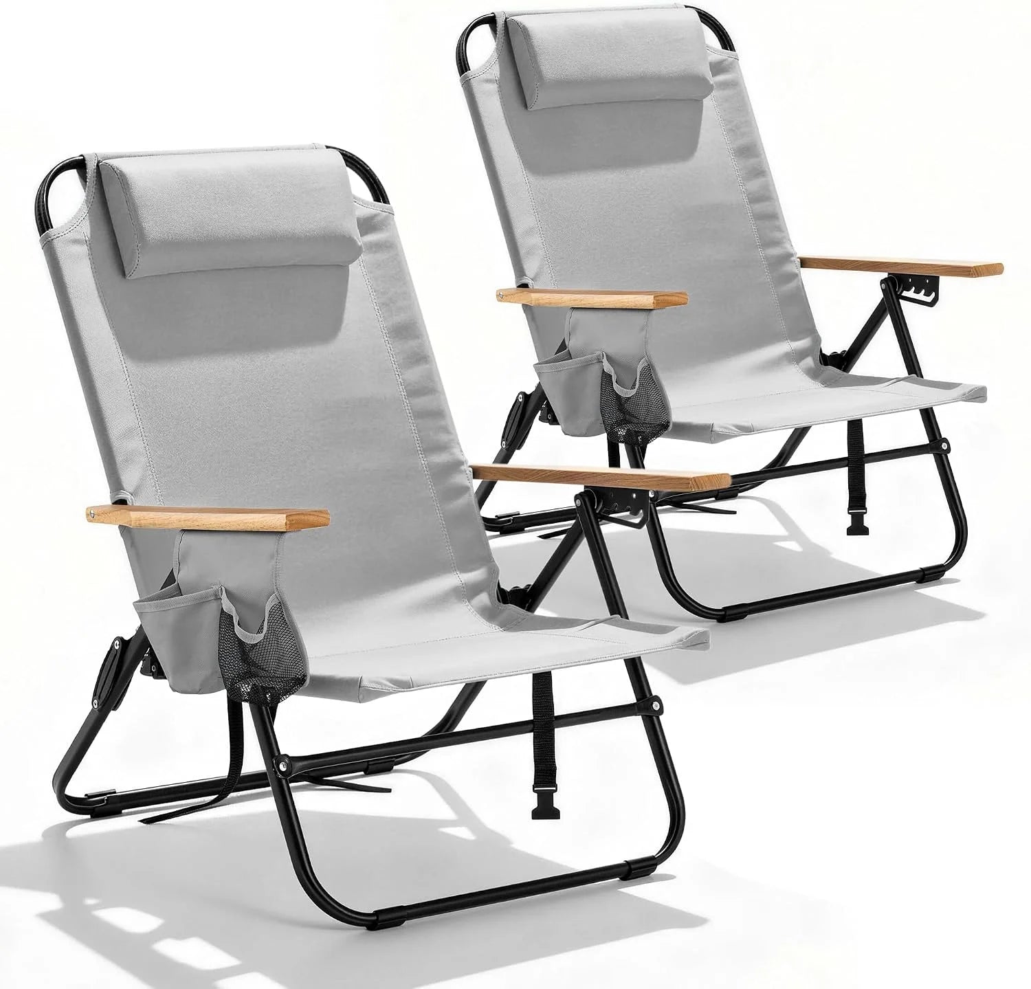 Special Canpsky 2 Pack Premium 5-Position Reclining Camping Chair, Portable Folding Lightweight Outdoor Chair with Wooden - Image 12
