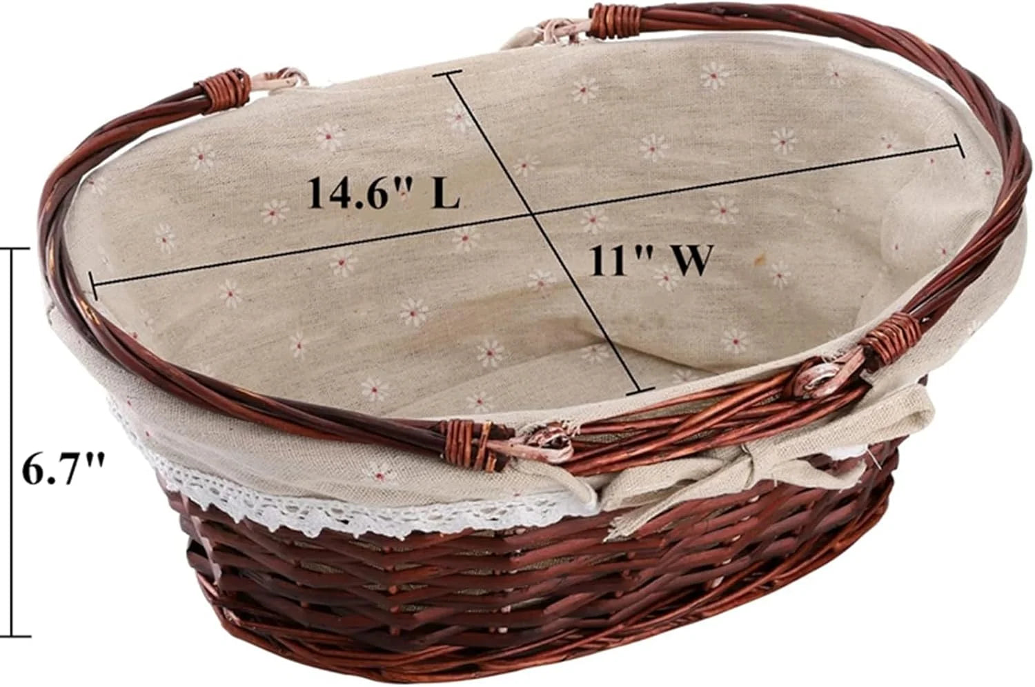 Special Basket with Handle, Picnic Baskets with Liner, Empty Gift Gardening Baskets for Harvesting, Willow - Image 2