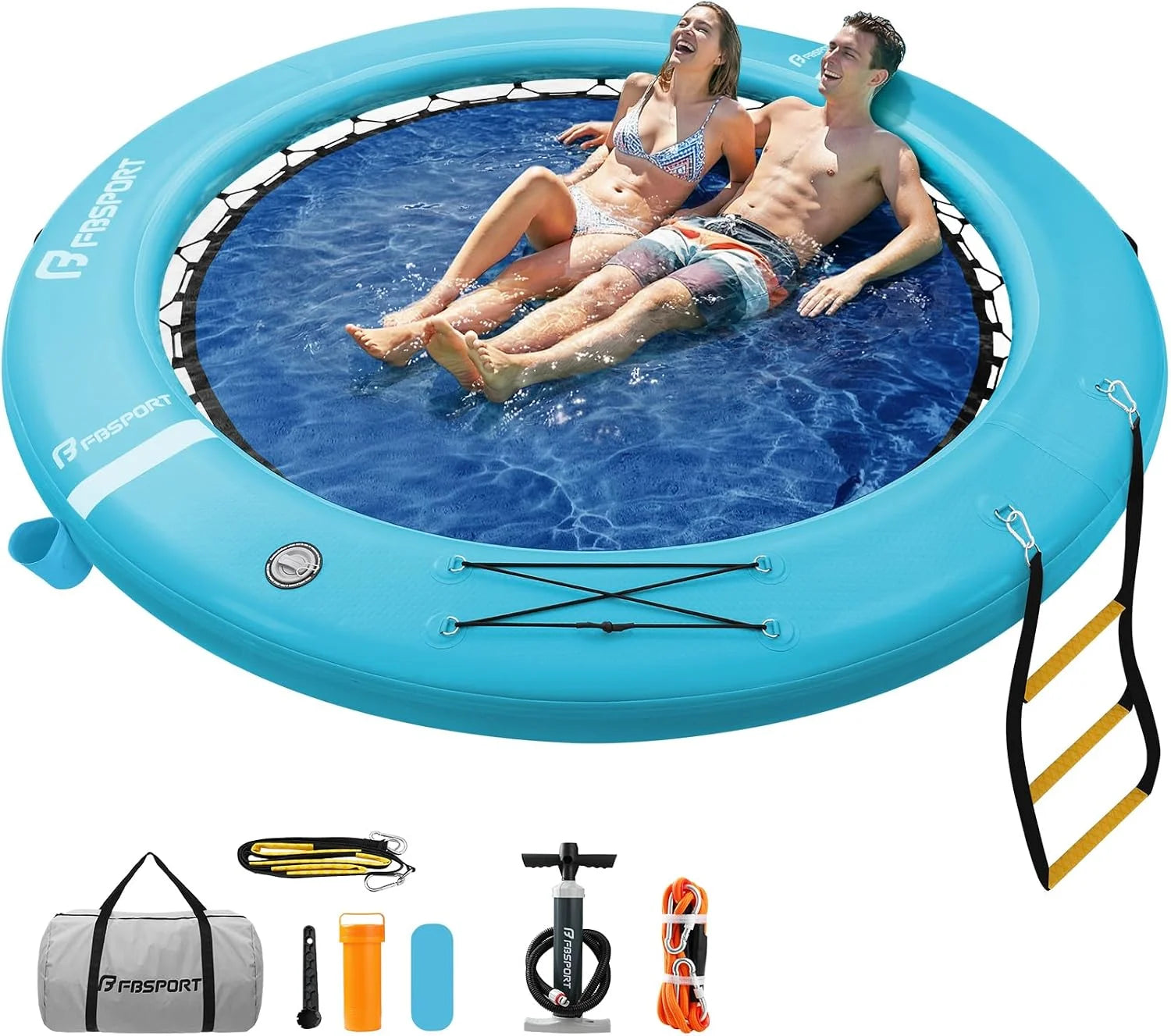 Special Inflatable Water Hammock Round Floating Ring, 10/8/6ft Inflatable Dock Floating Platform for Lake W/Cupholder - Image 4