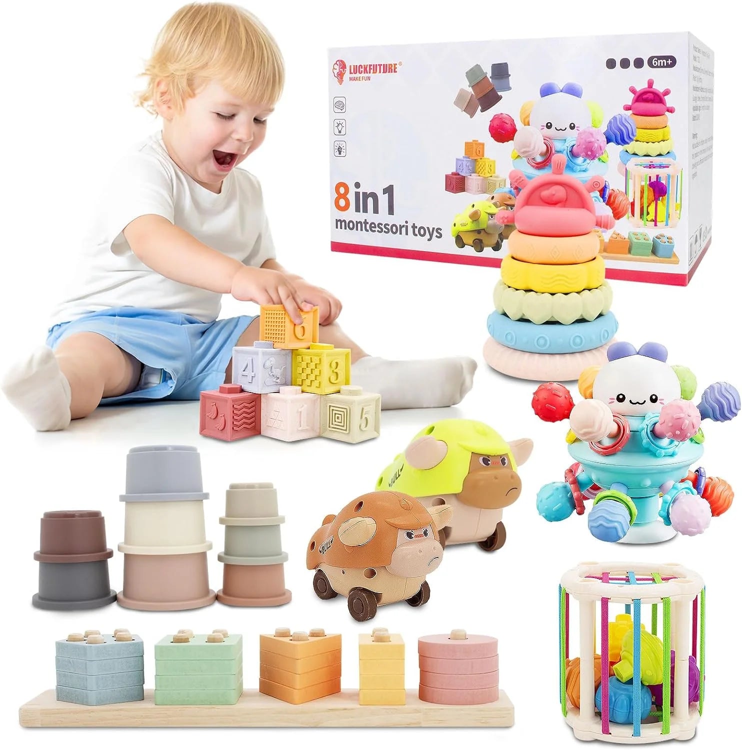 Special Baby Toys 6 to 18 Months, 8 in 1 Montessori Toy Set, Educational Learning Toy for Toddlers Babies Sensory – For Home Projects