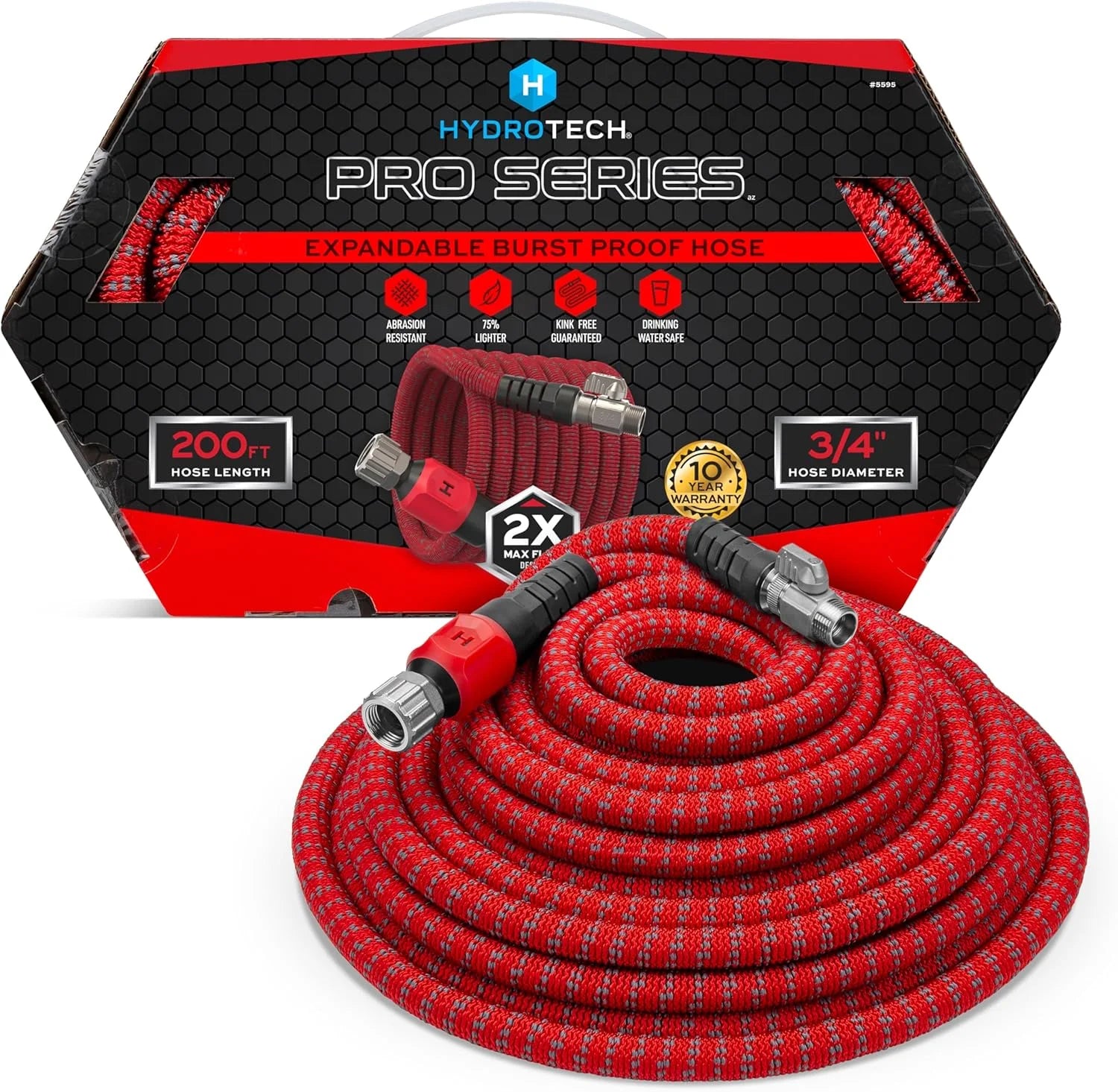 Special HydroTech Pro Series 100 ft Max Flow Garden Hose, 3/4 in Diameter, Patented Force Control Technology delivers 2x max - Image 4