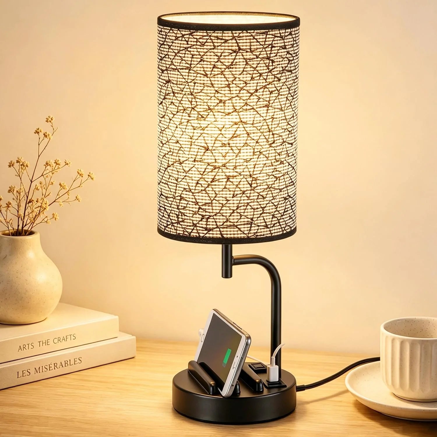 Special Dreamholder Touch Control USB Table Lamp with USB C/A & AC Outlet, Dimmable, Bulb Included - Image 7