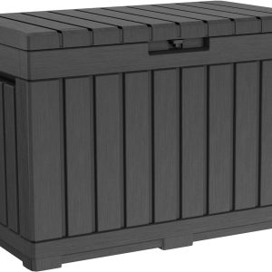 Special Keter Kentwood 50 Gal Outdoor Storage Box and Patio Side Table
