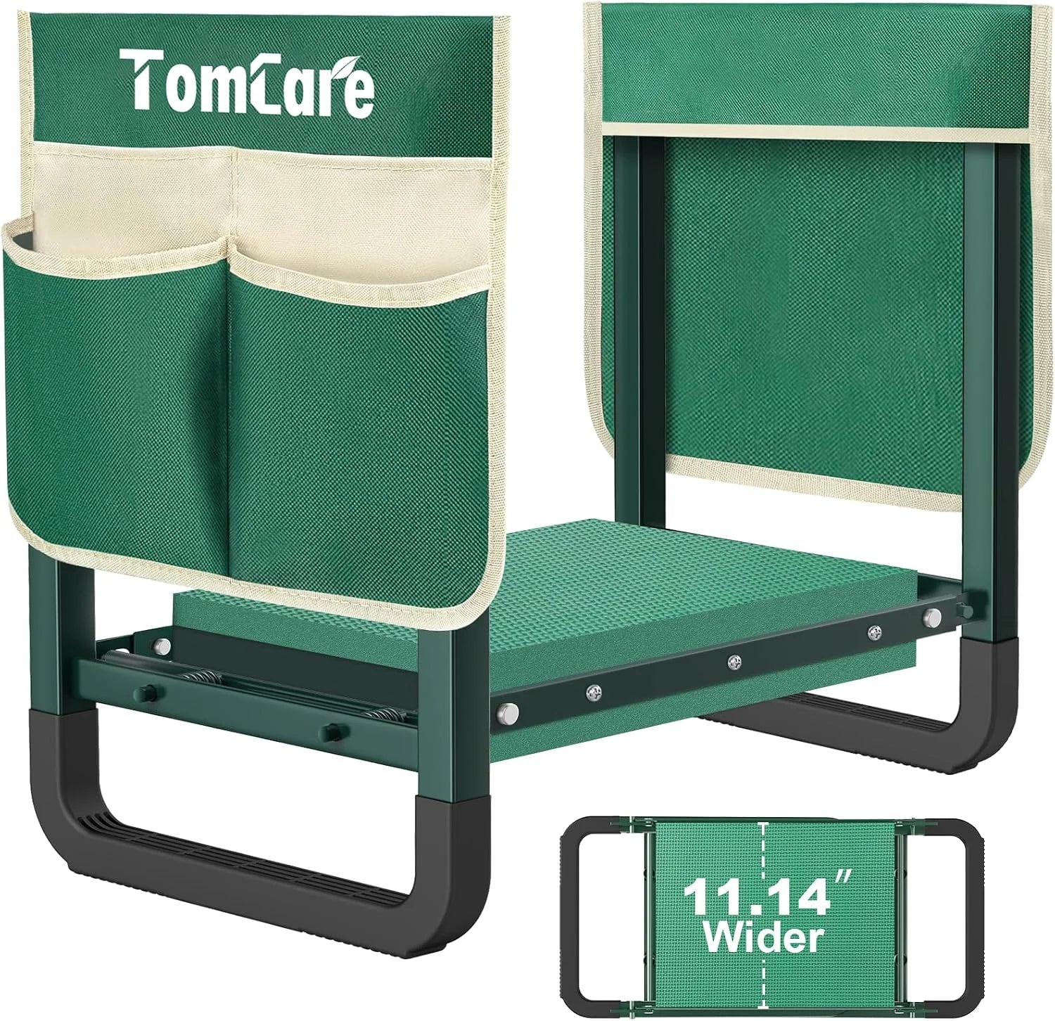 Special TomCare Garden Kneeler and Seat 11.12″ Wider Larger Soft Kneeling Pad Garden Bench with 2 Large Tool Pouches Heavy Duty