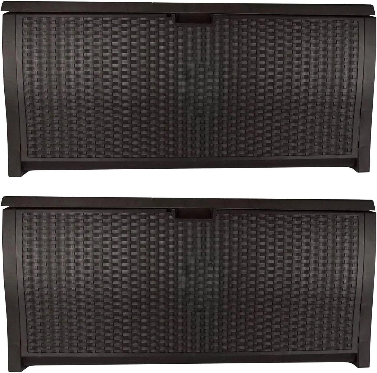 Special 99 Gallon Wicker Horizontal Outdoor Deck Box with Hinged Lid, Water-Resistant Storage Solution for Patio - Image 3