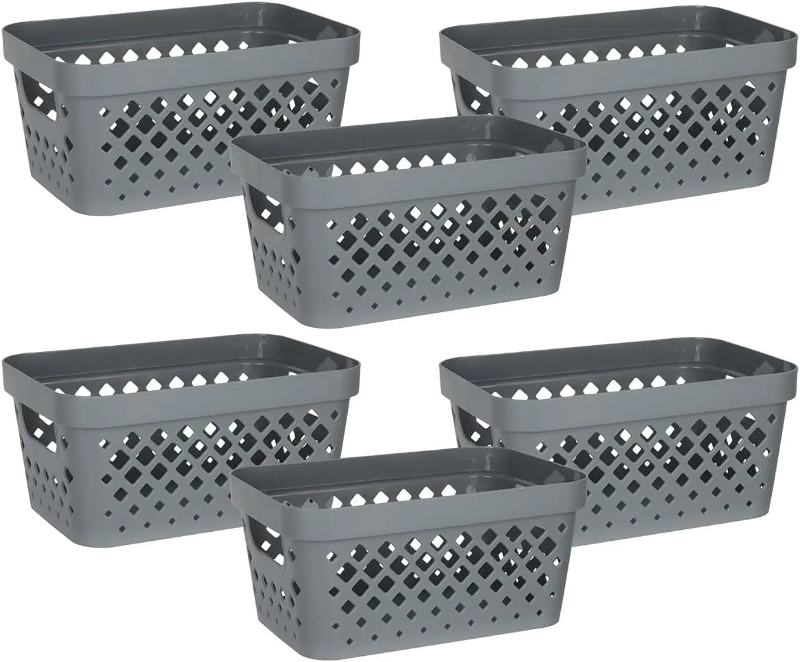 Special Plastic Baskets for Organizing, Set of 6, Pantry Storage for Under Counter, Linen Closet, and Bathroom, Nesting - Image 2