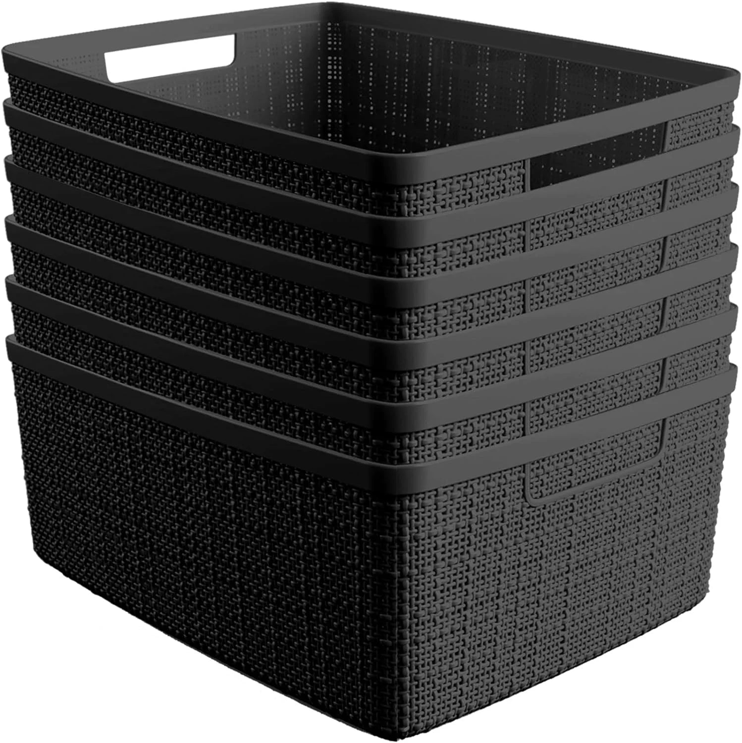 Special Curver Set of 4 Large Cube 17L Jute Decorative Plastic Organization and Storage Baskets, Perfect Bins for Home - Image 10