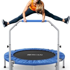 Special BCAN SP2 40/48 Foldable Mini Rebounder Trampoline for Adults, FED Fitness, 330/440 lbs Capacity, Adjustable Foam Handle