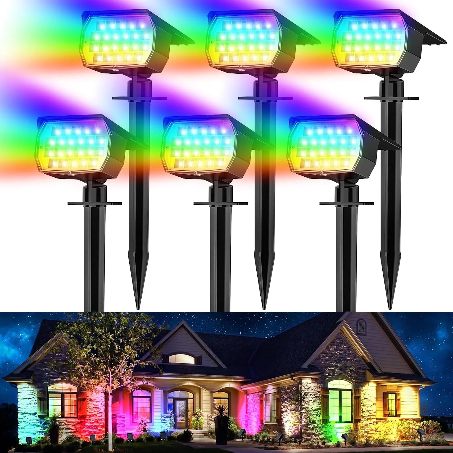 Special Solar Spot Lights Outdoor Waterproof IP65, 12 Pack Landscape Spotlights with 46 LEDs, 3 Modes Auto On/Off Solar - Image 6