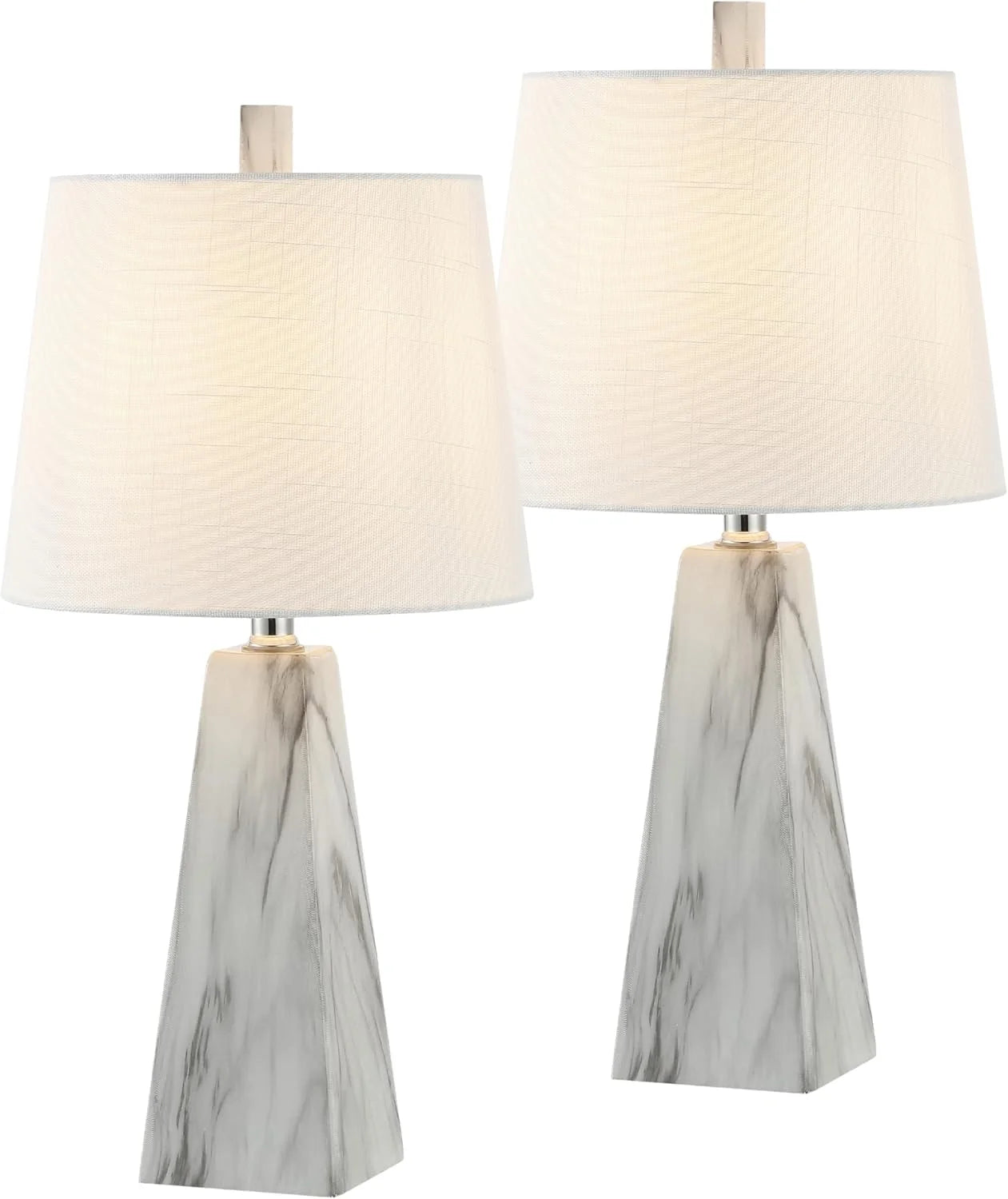 Special JONATHAN Y 20.5 White Marble Finish Modern Resin Table Lamp for Bedroom Living Room, Bulb Included - Image 6