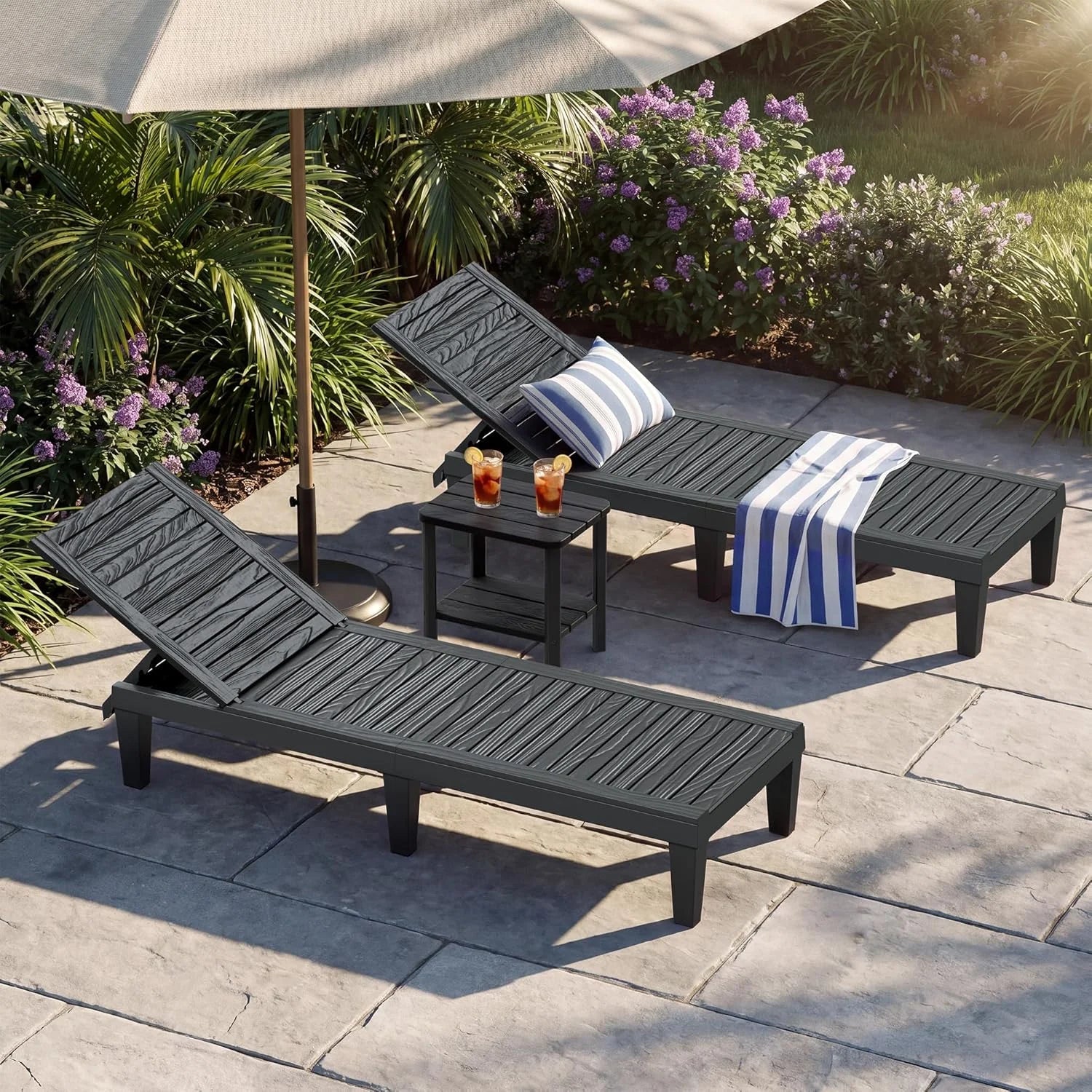 Special Lounge Chair, Pool Lounge Chairs Set of 2, Waterproof Sun Loungers Chair, 5-Positions Adjustable Outdoor Lounge Chairs - Image 5