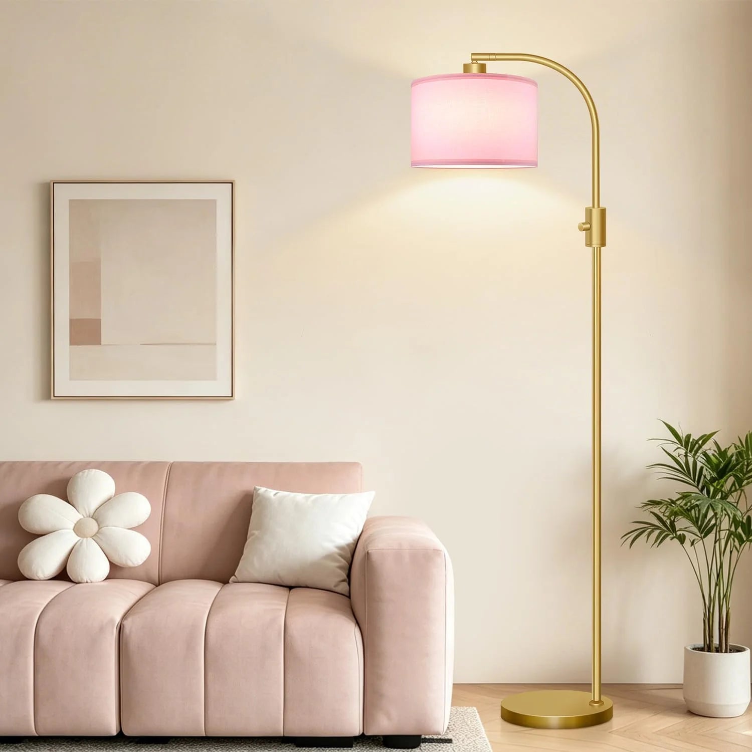 Special Nintiue Upgraded Modern Arc Dimmable Tall Standing Floor Lamp with Linen Shade, Bulb Included - Image 4