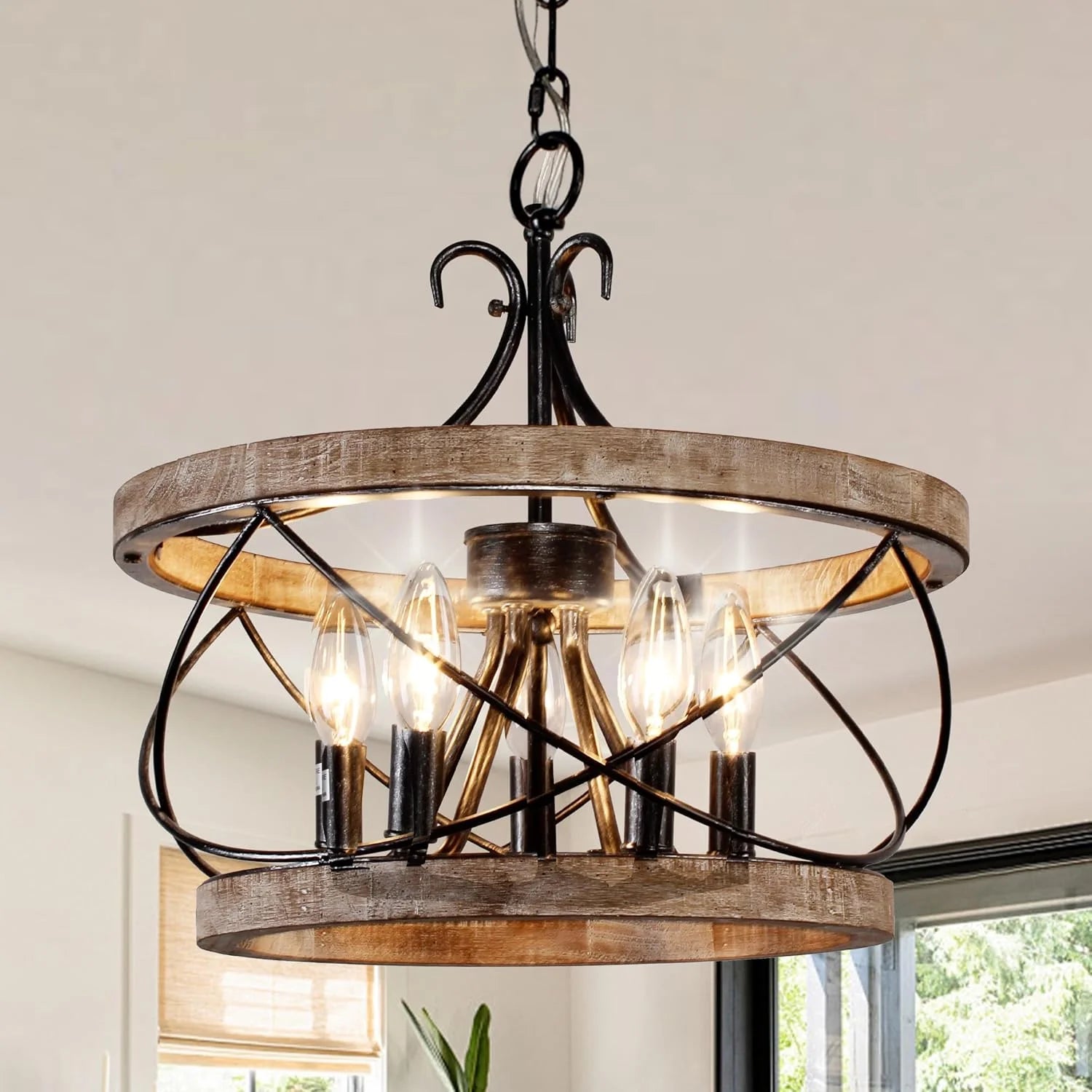 Special Wood Chandelier Light Fixture