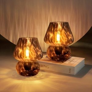 Special ONEWISH Mushroom Lamp Small Vintage Table Lamp for Bedroom Nightstand, Dimmable