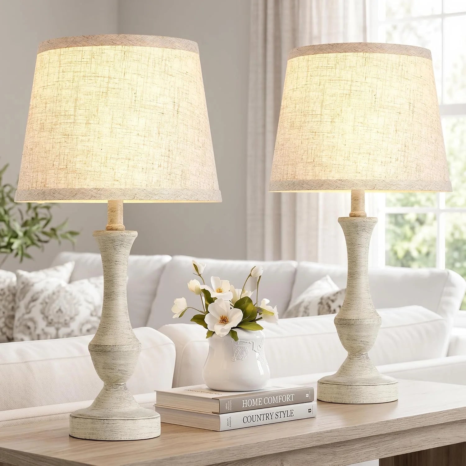 Special Luvkczc Table Lamp Set of 2, 19 Farmhouse Vintage Bedside Lamps for Living Room & Bedroom