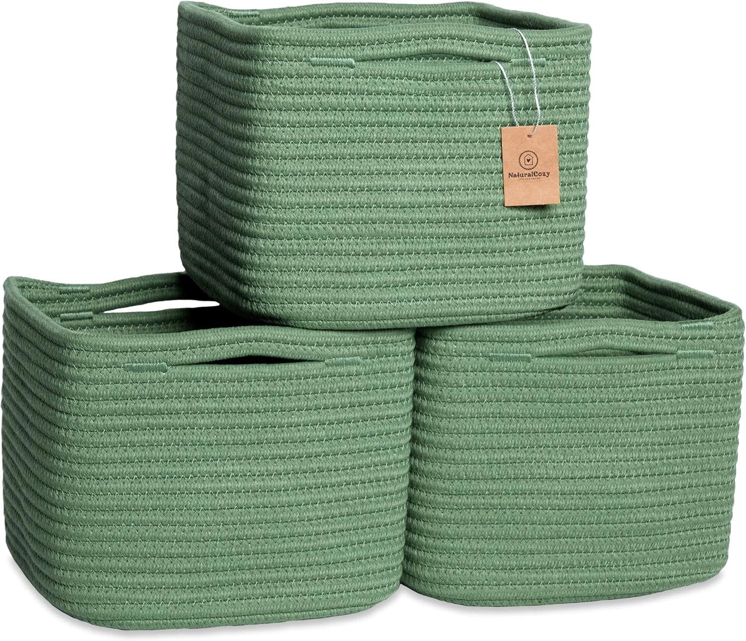 Special NaturalCozy Storage Cubes 9”x9”x7”Cotton Rope Woven Baskets for Organizing 3-Pack, 9 Inch Cube Storage Bin, Small - Image 4