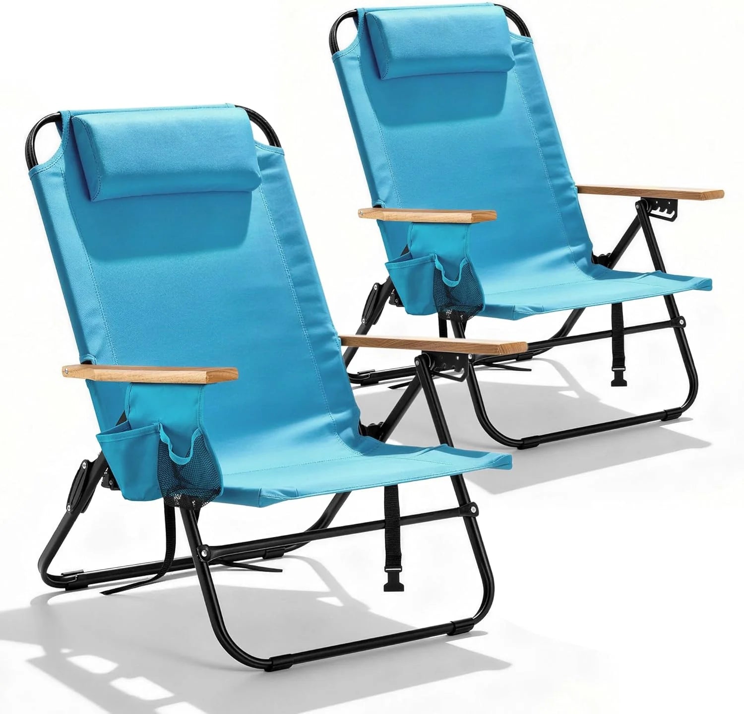 Special Canpsky 2 Pack Premium 5-Position Reclining Camping Chair, Portable Folding Lightweight Outdoor Chair with Wooden - Image 5