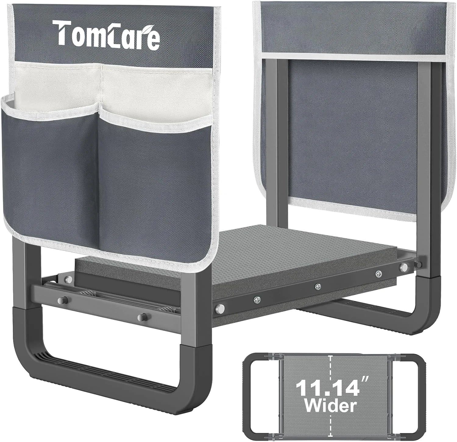 Special TomCare Garden Kneeler and Seat 11.12″ Wider Larger Soft Kneeling Pad Garden Bench with 2 Large Tool Pouches Heavy Duty - Image 2