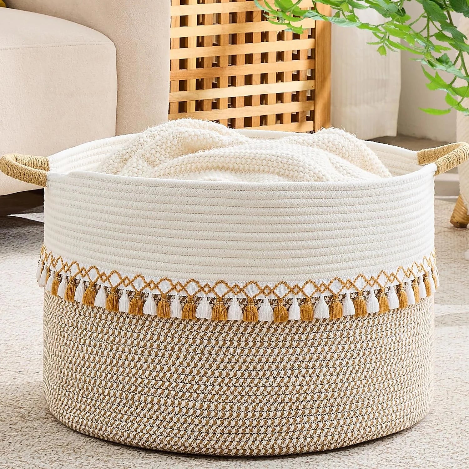 Special Large Blanket Basket with Handles, Storage Basket for Living Room, Extra Large Capacity, Blanket Storage, Laundry - Image 9