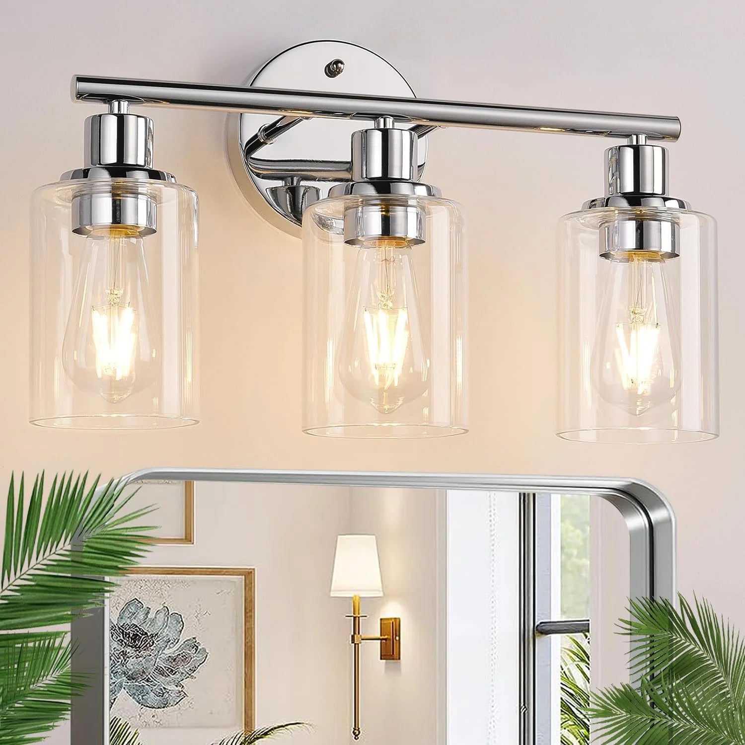 Special Zarbitta 3-Light Bathroom Light Fixtures, 17.23 Black Modern Vanity Lights with Clear Glass Shade - Image 27