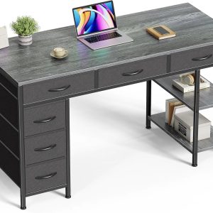 Special Huuger Computer Desk with 6 Drawers, Office Desk with Shelves, 47inch