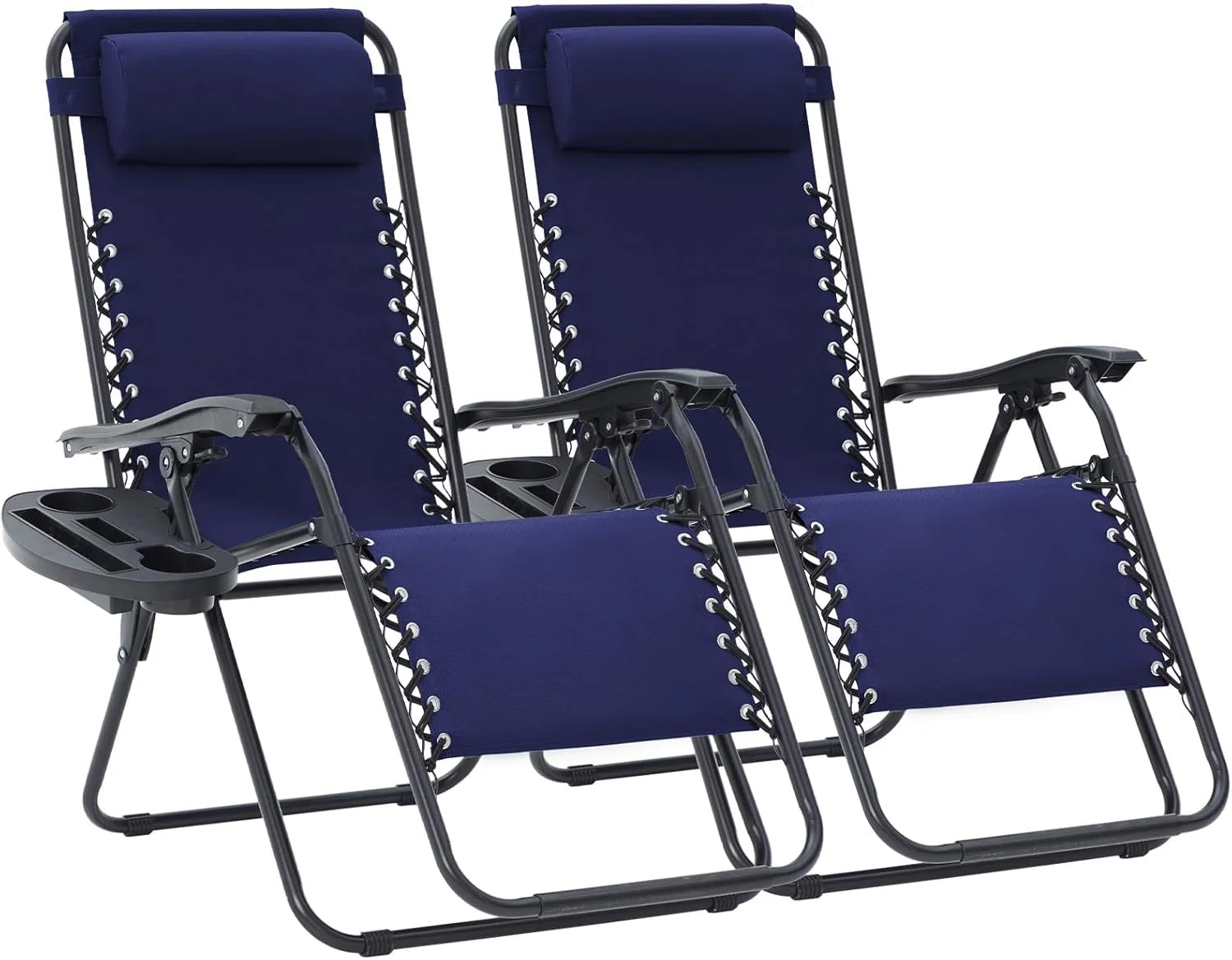 Special JEAREY Zero Gravity Lounge Chairs Set of 2, Adjustable Steel Mesh Recliners with Pillows and Cup Holder Trays for Patio - Image 2