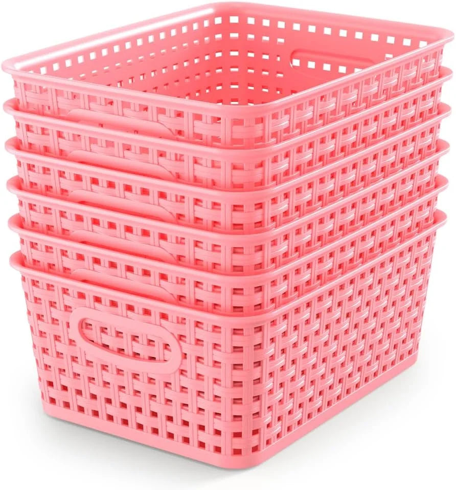 Special Woven Plastic Storage Baskets, 6 Pack White Weave Bins Organizer, 10.1 x 7.55 x 4.1 - Image 7