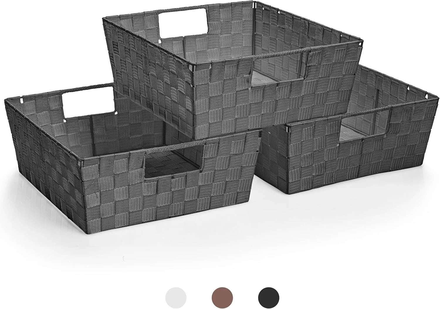 Special Set of 3 Large Woven Storage Baskets, Mesh Hand-Woven Organizing Baskets, Fabric Storage Bins for Linen - Image 5