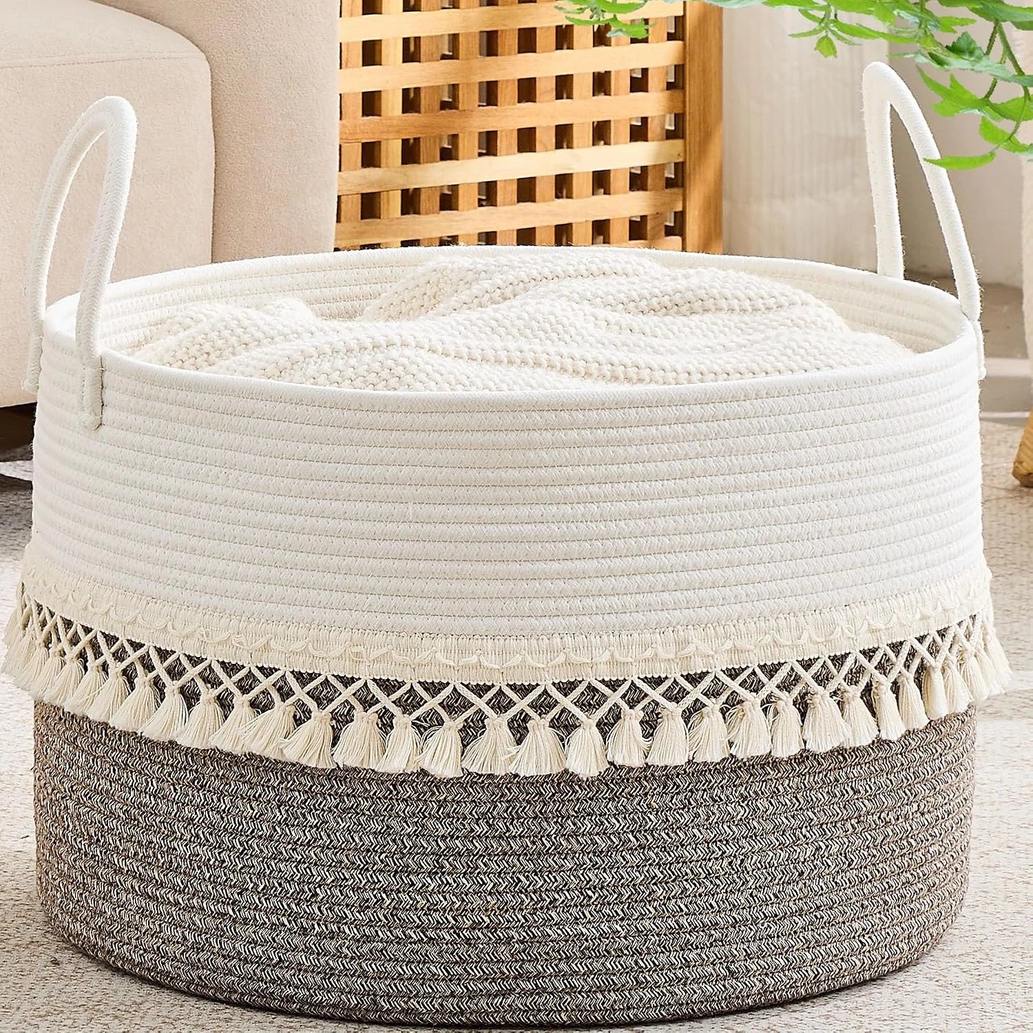 Special Large Blanket Basket with Handles, Storage Basket for Living Room, Extra Large Capacity, Blanket Storage, Laundry - Image 23