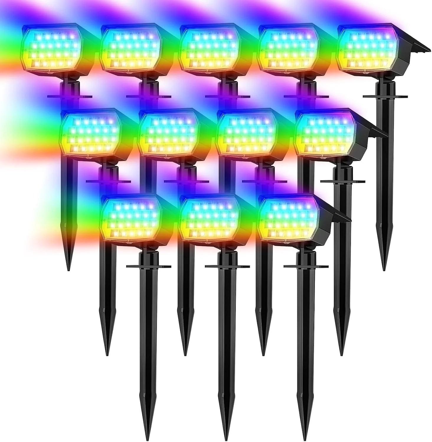 Special Solar Spot Lights Outdoor Waterproof IP65, 12 Pack Landscape Spotlights with 46 LEDs, 3 Modes Auto On/Off Solar
