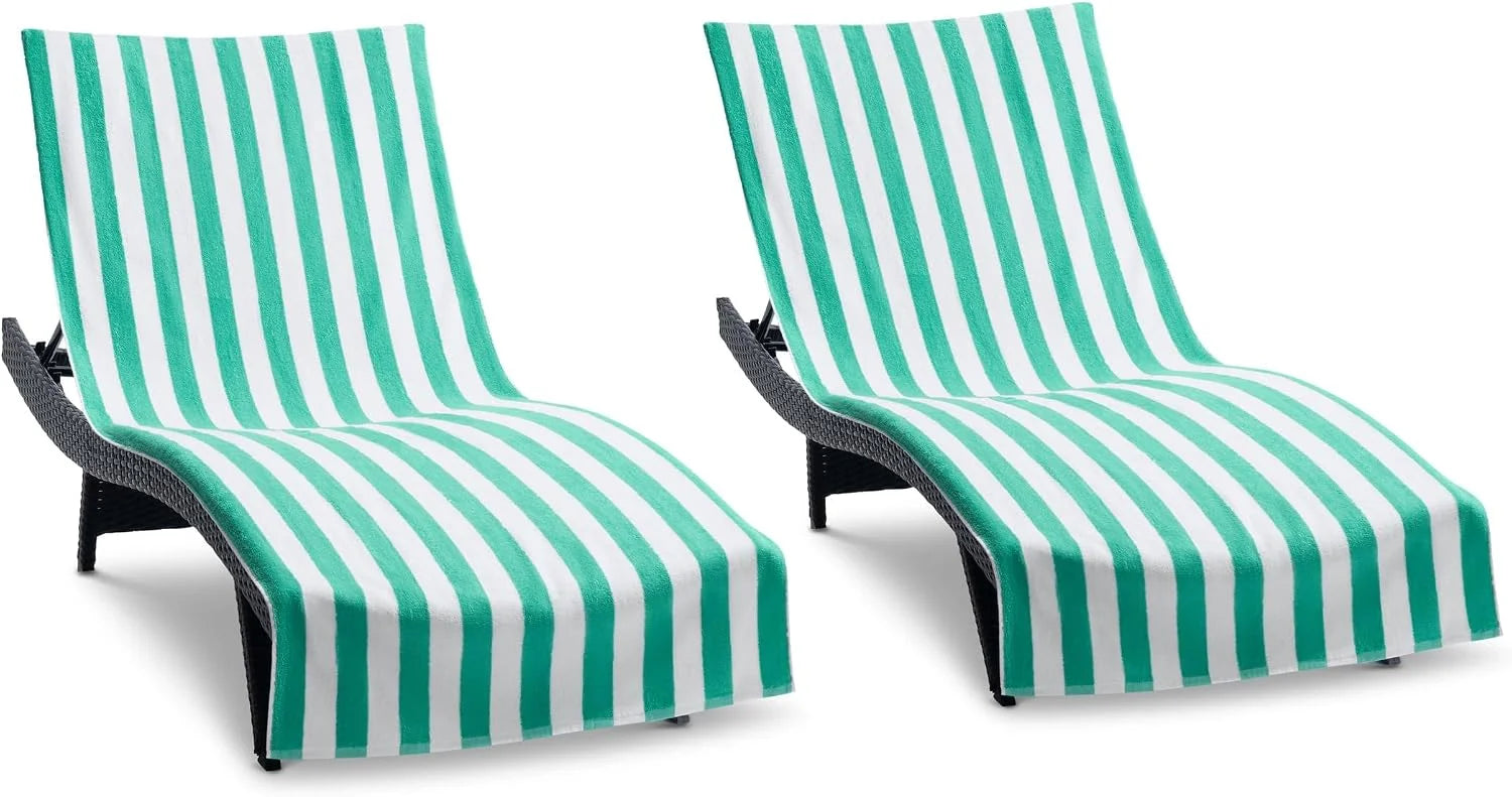 Special California Chaise Lounge Cover Towel with Pocket – Pack of 2 – Striped 100% Cotton Cabana Cover for Beach Pool – For Home Projects - Image 7