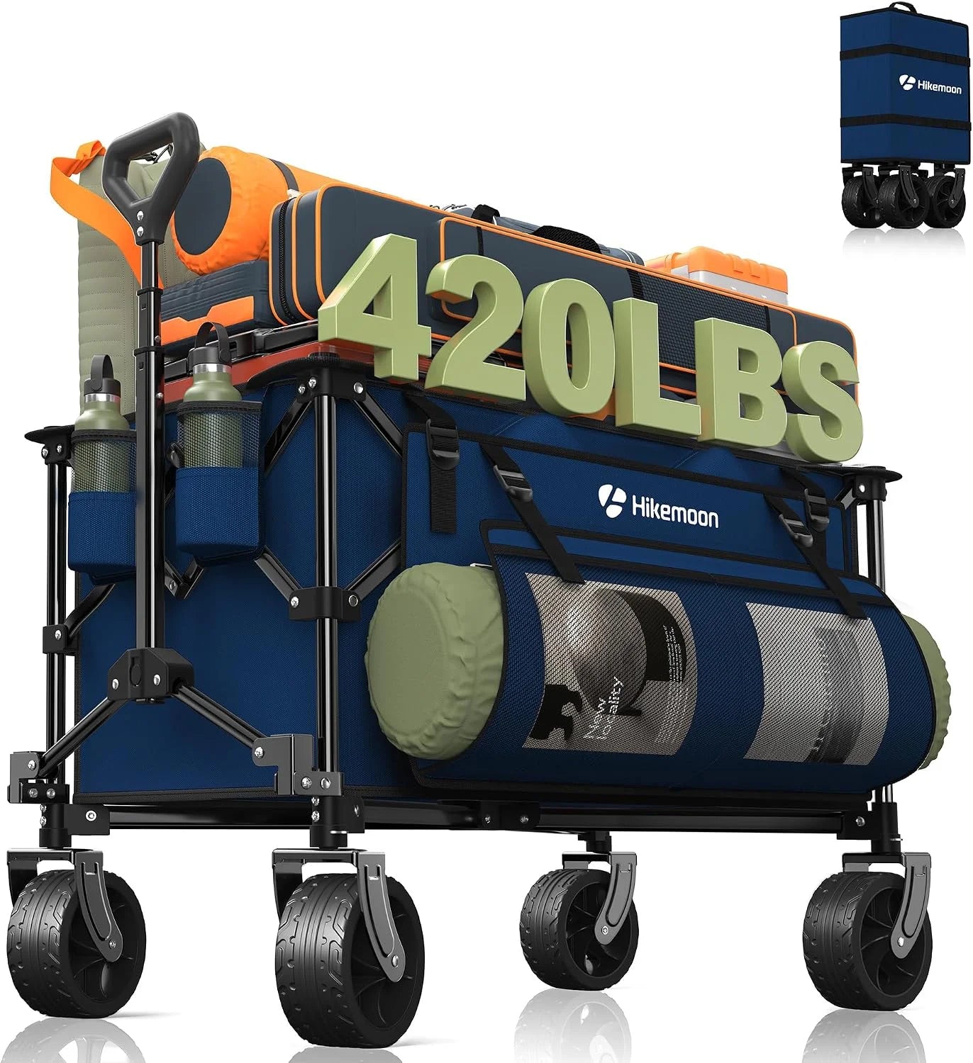 Special 150L Collapsible Wagon Compact with Big Wheels, 420LBS Black - Image 4