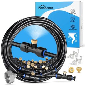 Special homenote Misting Cooling System 75FT(23M) Pre-Assembled Kit with 28 Brass Nozzles & 3/4 Brass Adapter