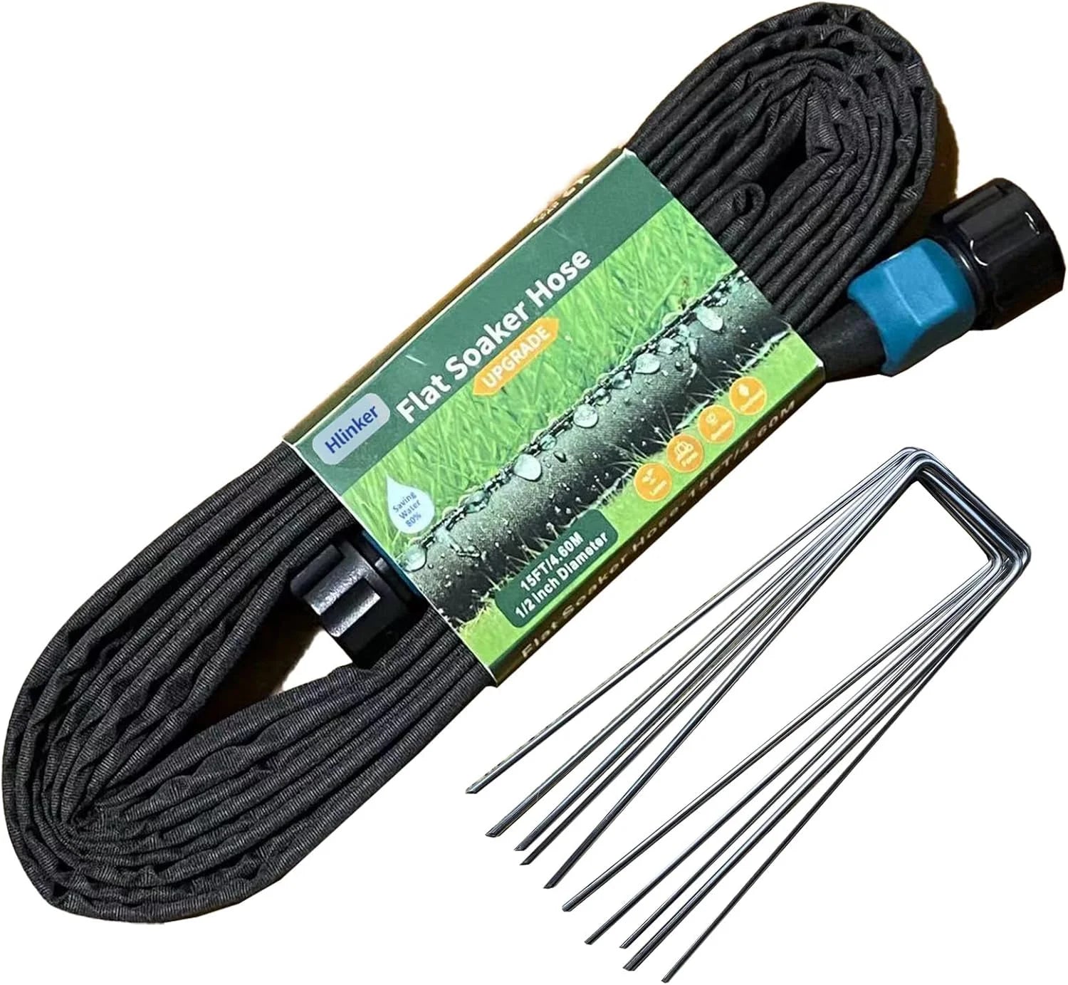 Special Hlinker 2026 Flat Soaker Hose 200 ft (50ft 4Packs) with Stake for Garden, Linkable Drip Hose Diy Automates Garden - Image 2