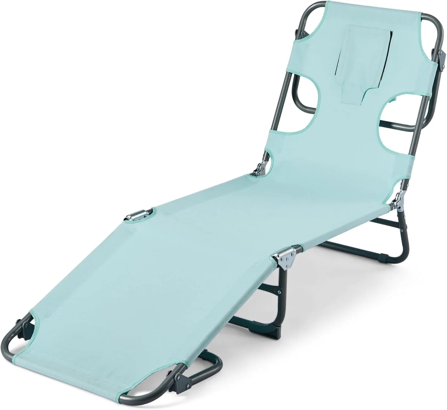 Special Outdoor Lounge Tanning Chair, Foldable Chaise with Multi-Angle Backrest, Portable with Carry Strap, 1-Pack