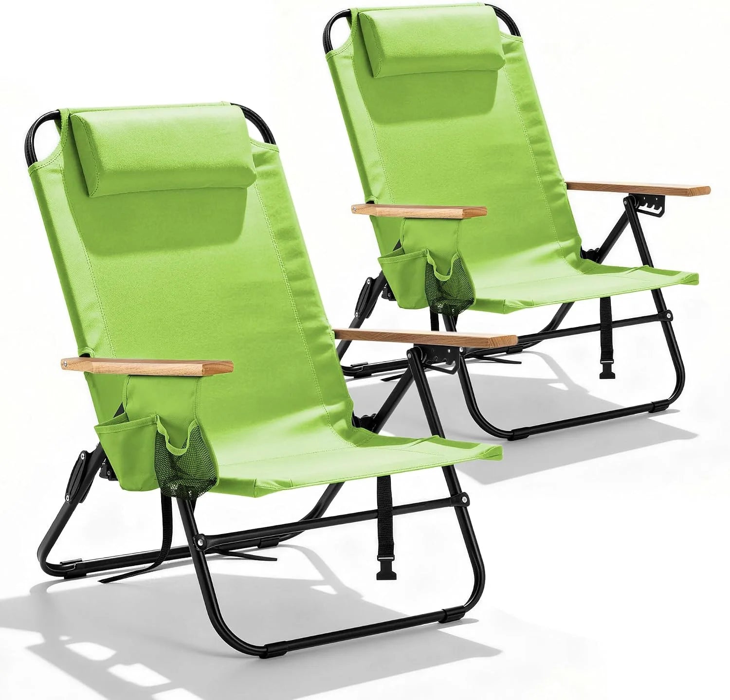 Special Canpsky 2 Pack Premium 5-Position Reclining Camping Chair, Portable Folding Lightweight Outdoor Chair with Wooden
