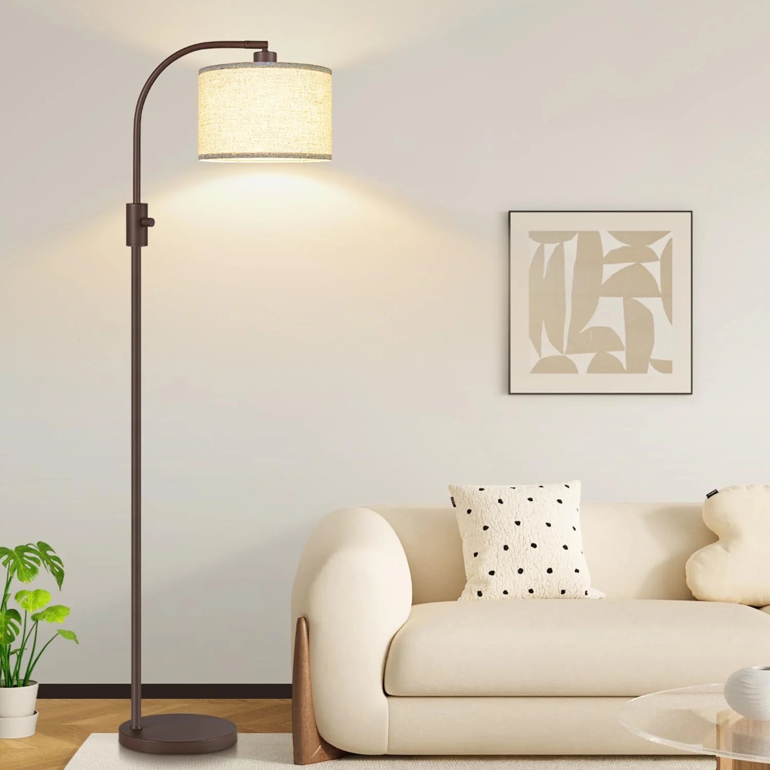 Special Nintiue Upgraded Modern Arc Dimmable Tall Standing Floor Lamp with Linen Shade, Bulb Included - Image 9