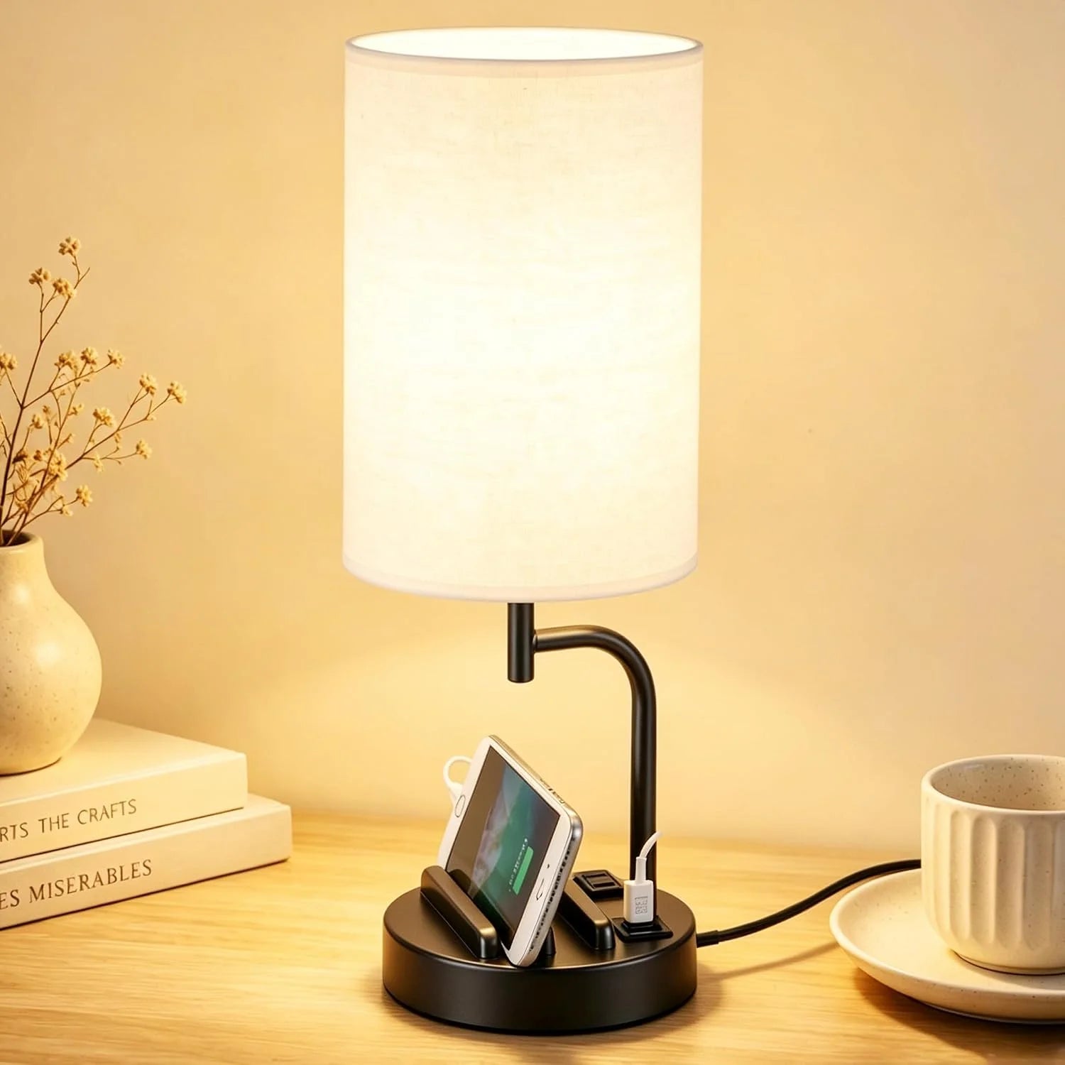 Special Dreamholder Touch Control USB Table Lamp with USB C/A & AC Outlet, Dimmable, Bulb Included - Image 2