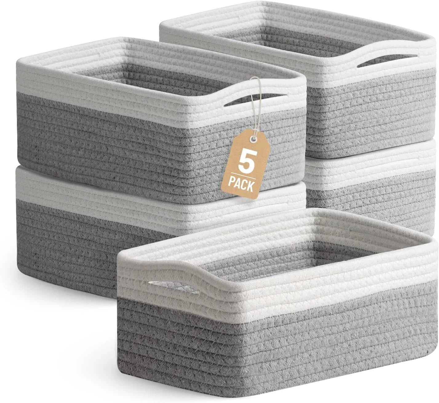 Special Small Woven Storage Baskets for Shelves, Gift Baskets Empty, 11.8×7.9×4.7, Decorative Cotton Rope Baskets - Image 3