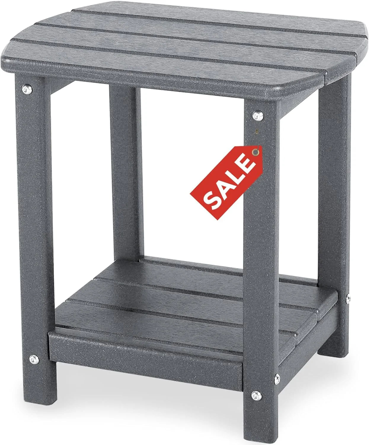 Special Adirondack Square Outdoor Side Table,2-Tier Storage Patio Side Table - Image 3