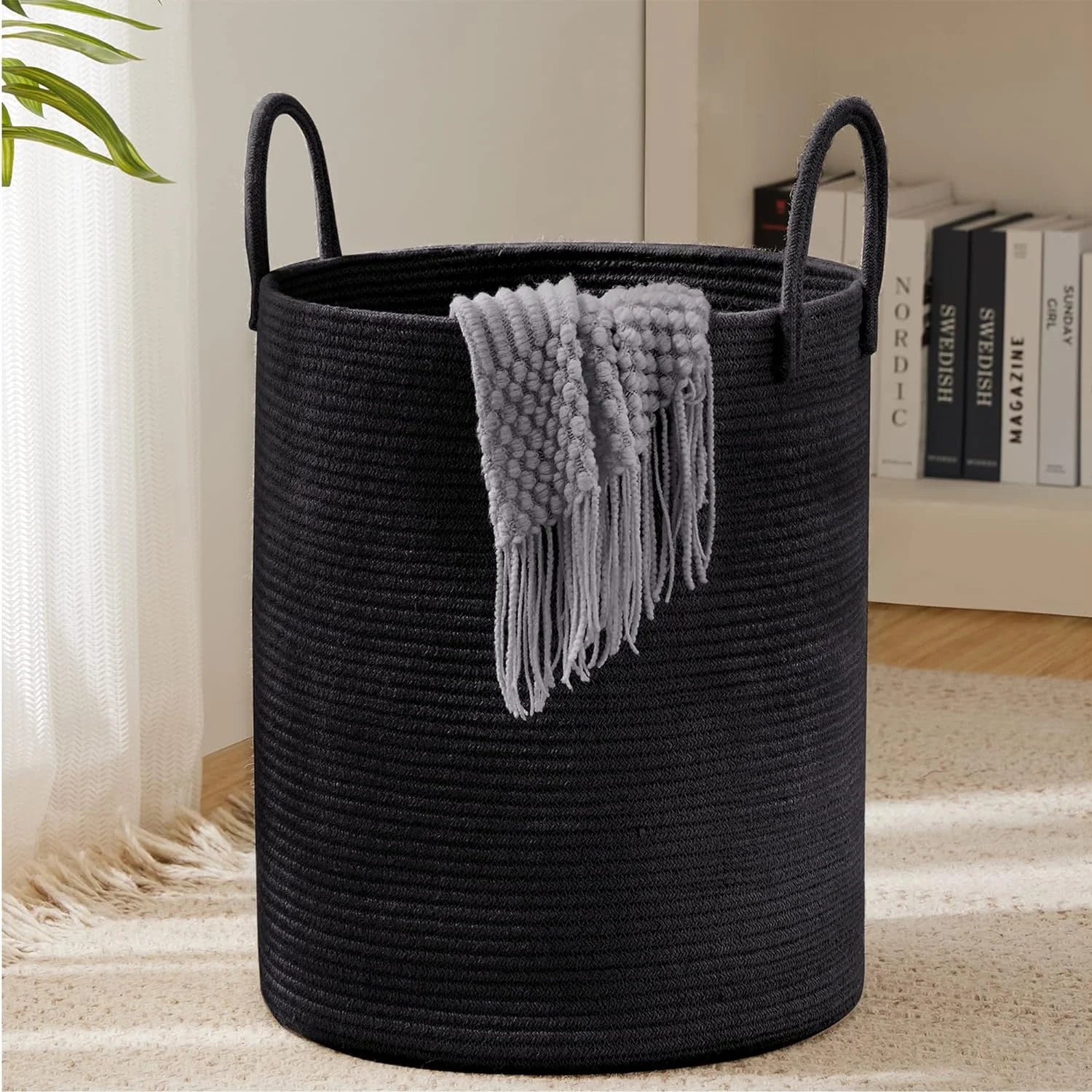 Special YOUDENOVA Jute Rope Laundry Hamper Basket, 58L Blanket Basket for Nursery, Large Woven Laundry Hamper with Sturdy - Image 12
