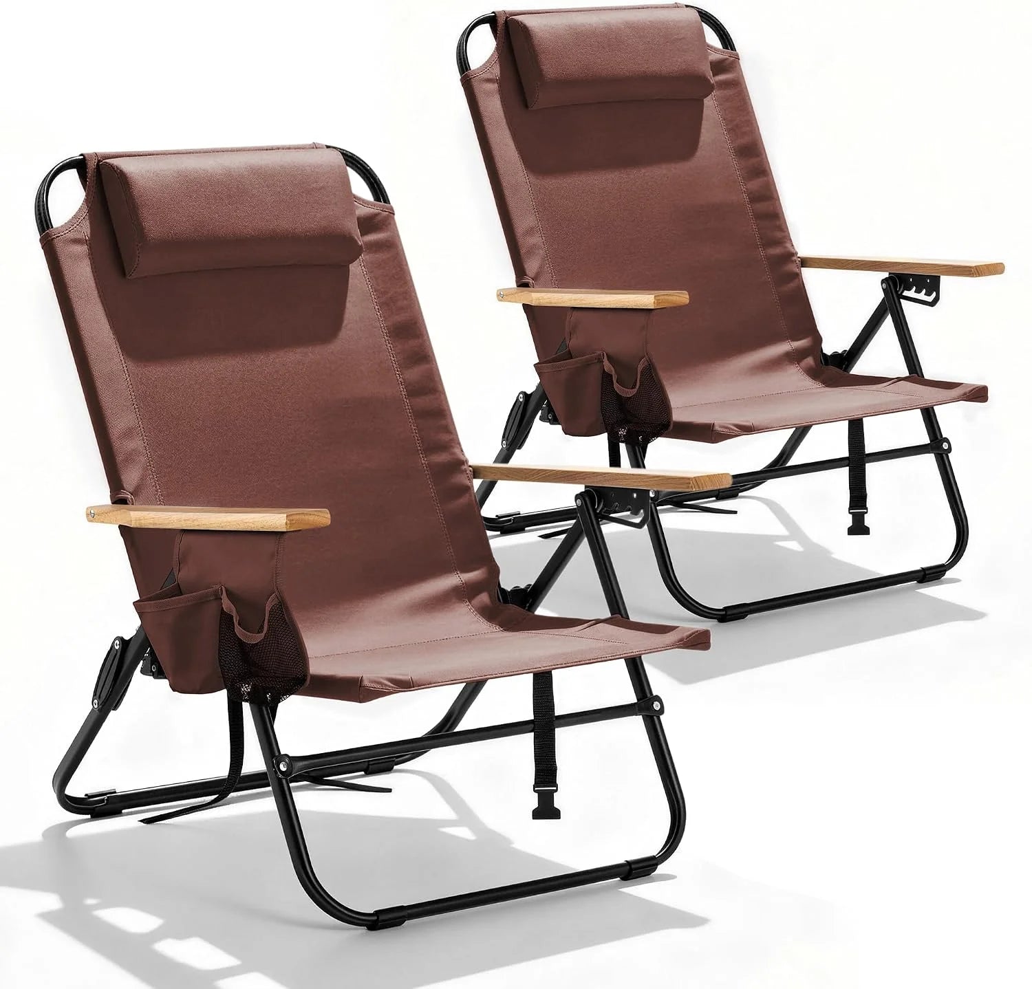 Special Canpsky 2 Pack Premium 5-Position Reclining Camping Chair, Portable Folding Lightweight Outdoor Chair with Wooden - Image 7