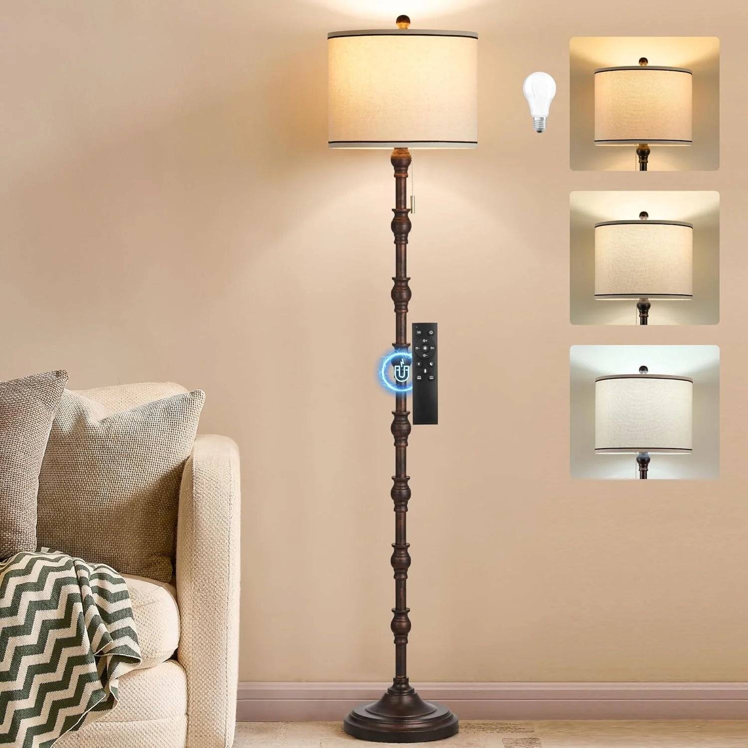 Special Leasgy 63.5” Floor Lamp, 3-Color Temperature, Pull Chain, Bulb Included - Image 3
