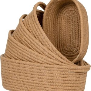 Special Storage Basket Cotton Rope Organizer Baskets for Shelves, Set of 5 Decorative Closet Storage Bins