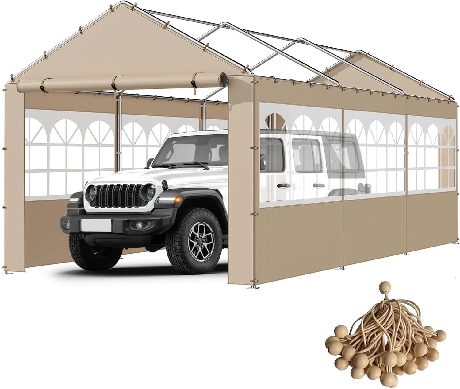 Special 10×20 FT Car Canopy Replacement Cover, 800D Waterproof & UV, Beige - Image 5