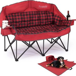 Special Camping Chair Padded Loveseat Camping Couch, Oversized 2 Person Camp Chairs with 2 in 1 Carry Bag