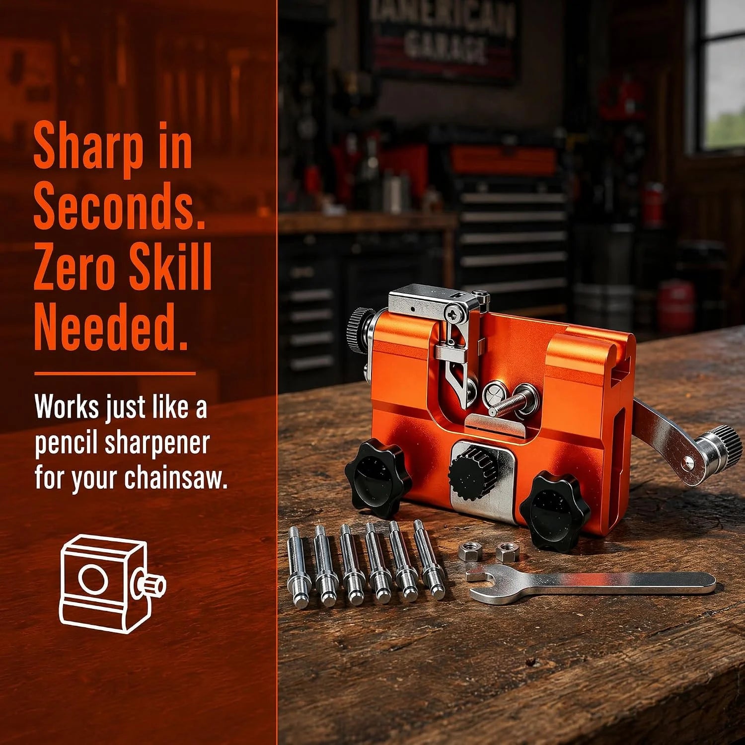Special Chainsaw Sharpener, Lightweight Portable Manual Chain Sharpening Tool Includes 7 Grinding Stones
